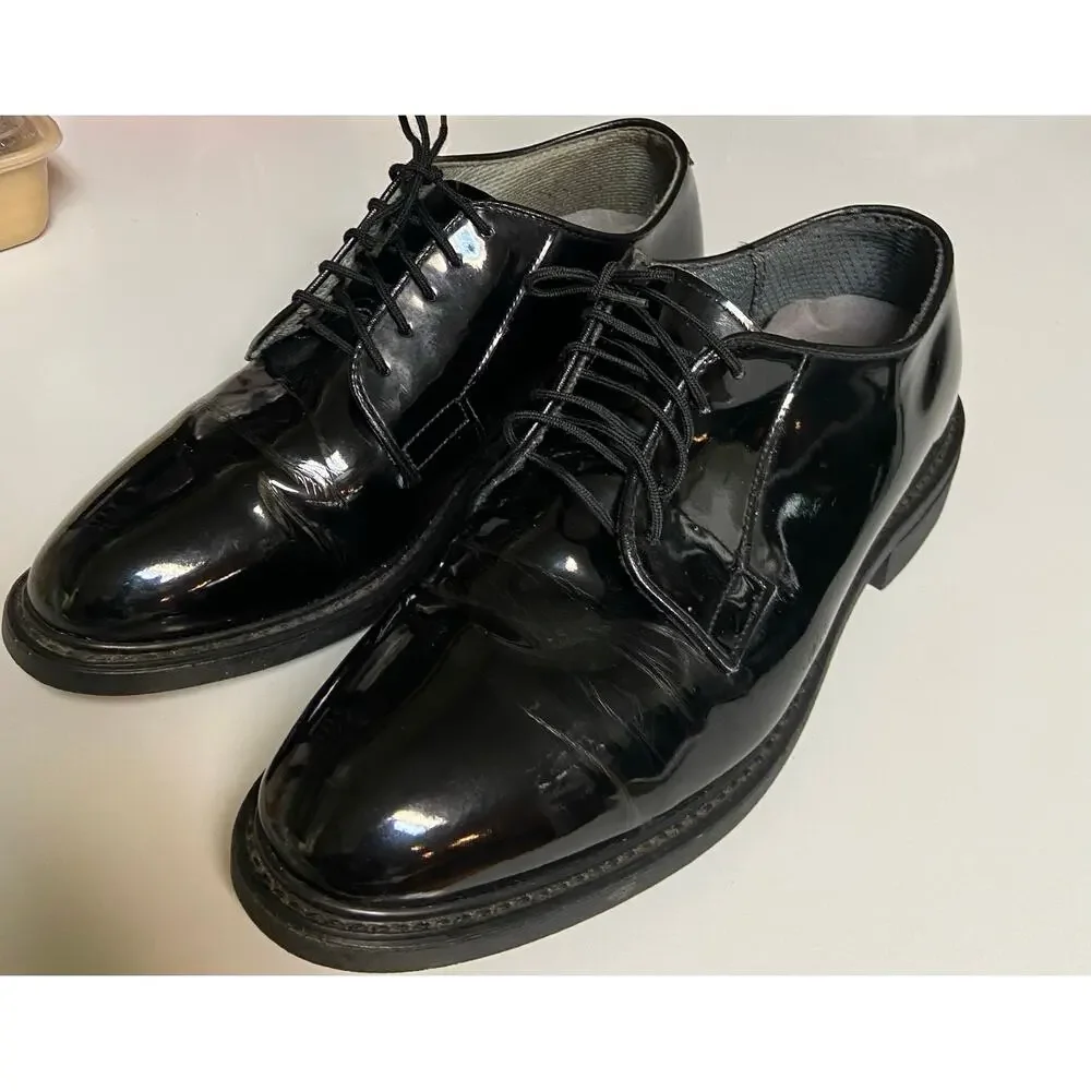 Bates Mens 9D Black High Gloss Military Uniform Dress Shoes GUC